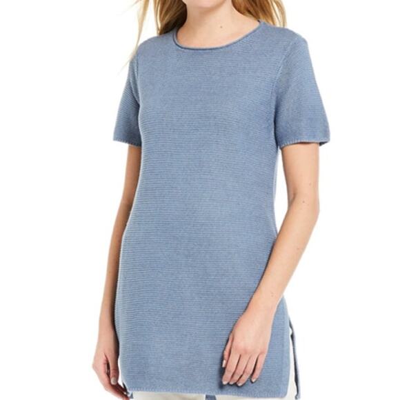 Eileen Fisher Organic Corded Short Sleeve Tunic Sweater PS - Picture 1 of 8